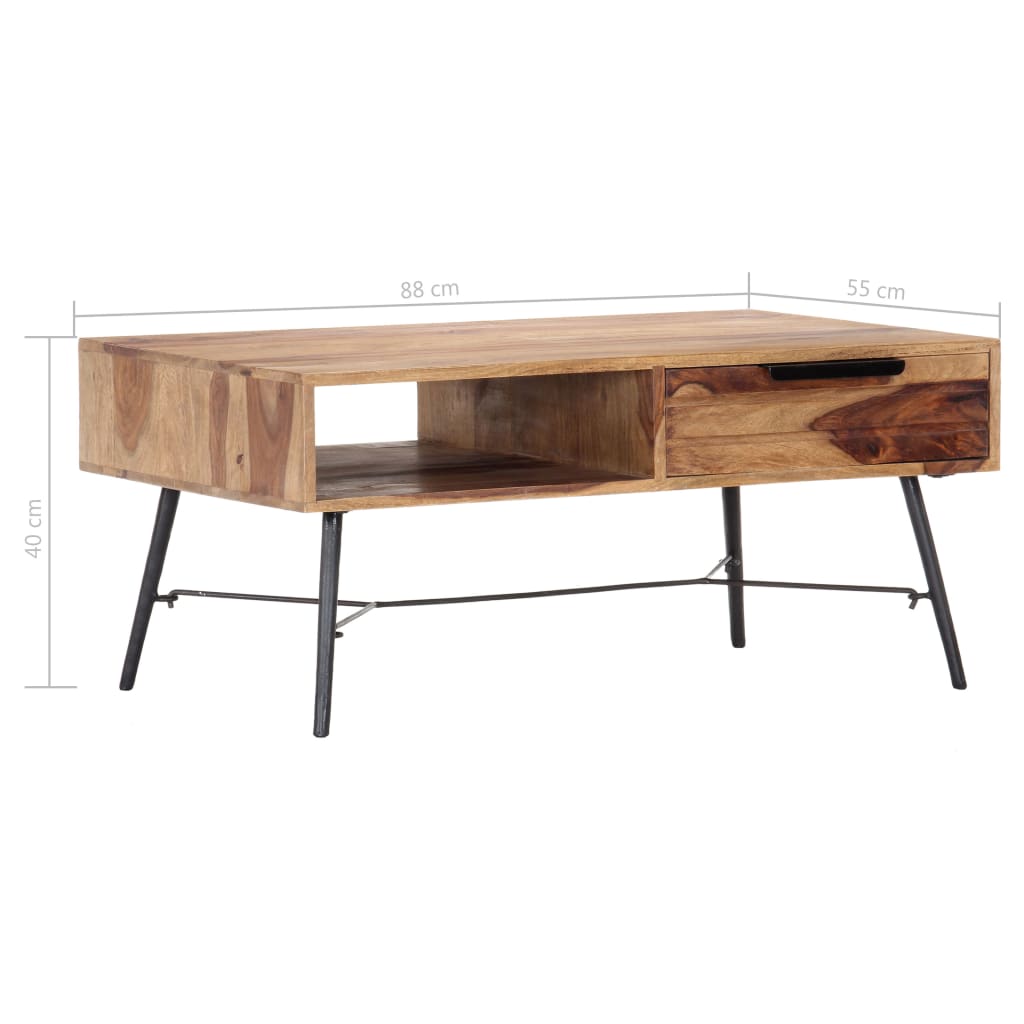 vidaXL Coffee Table 34.6"x21.7"x15.7" Solid Sheesham Wood-5