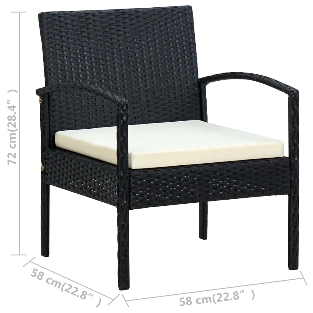 vidaXL Patio Chair Patio Dining Chair for Deck Garden with Cushion Poly Rattan-15