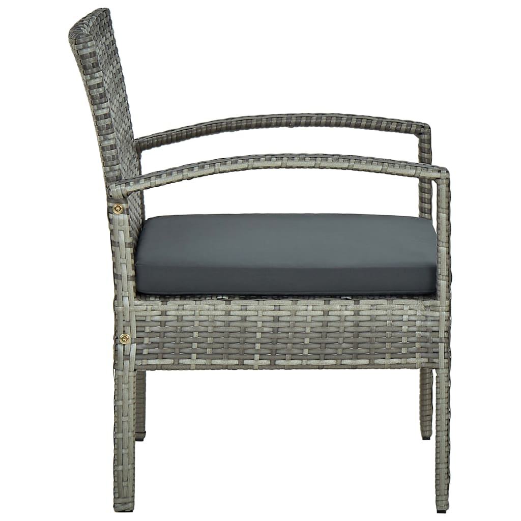 vidaXL Patio Chair Patio Dining Chair for Deck Garden with Cushion Poly Rattan-24