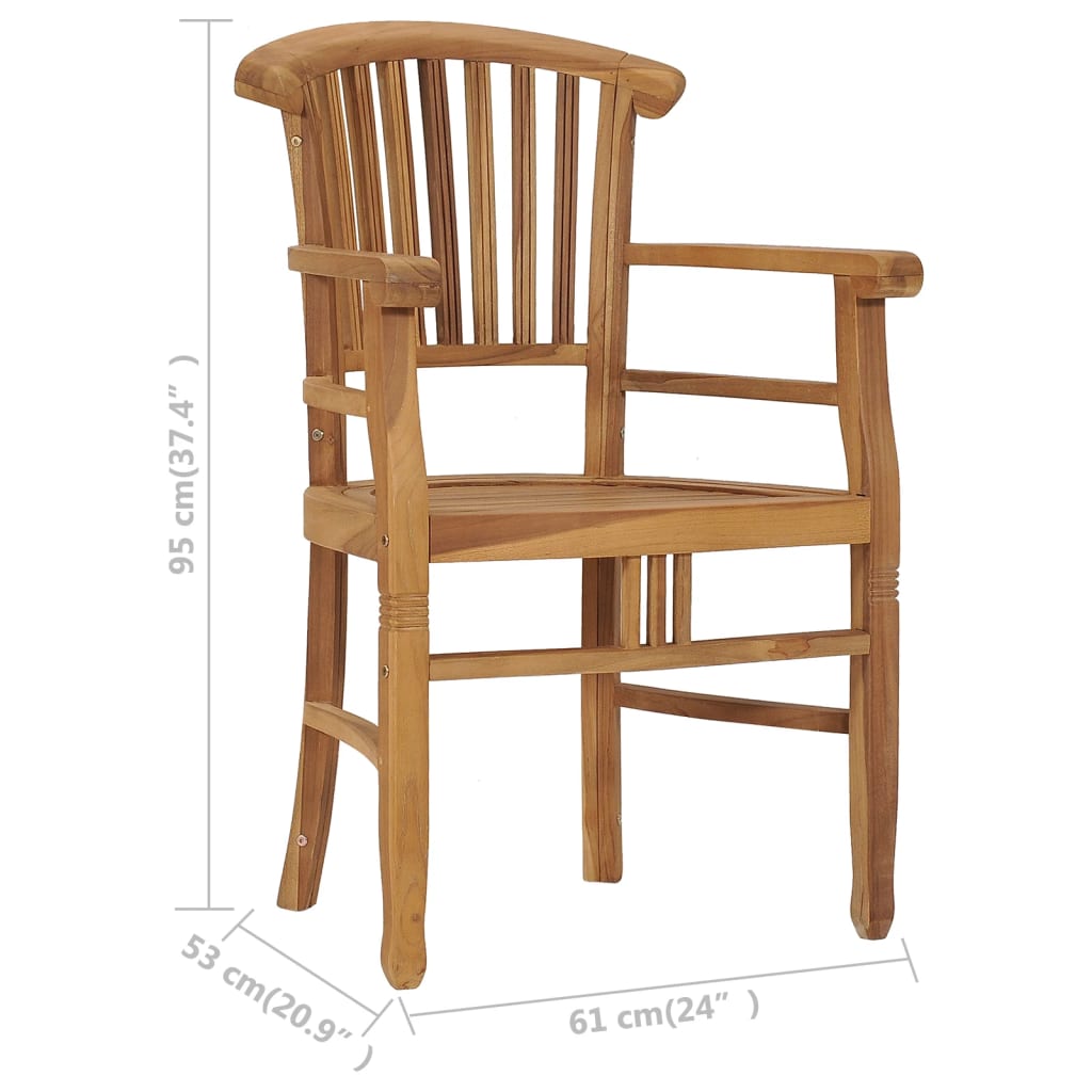 vidaXL Patio Chairs 2 pcs Solid Teak Wood-7