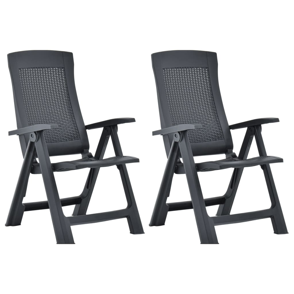 vidaXL Patio Reclining Chairs 2 pcs Plastic Mocca-6