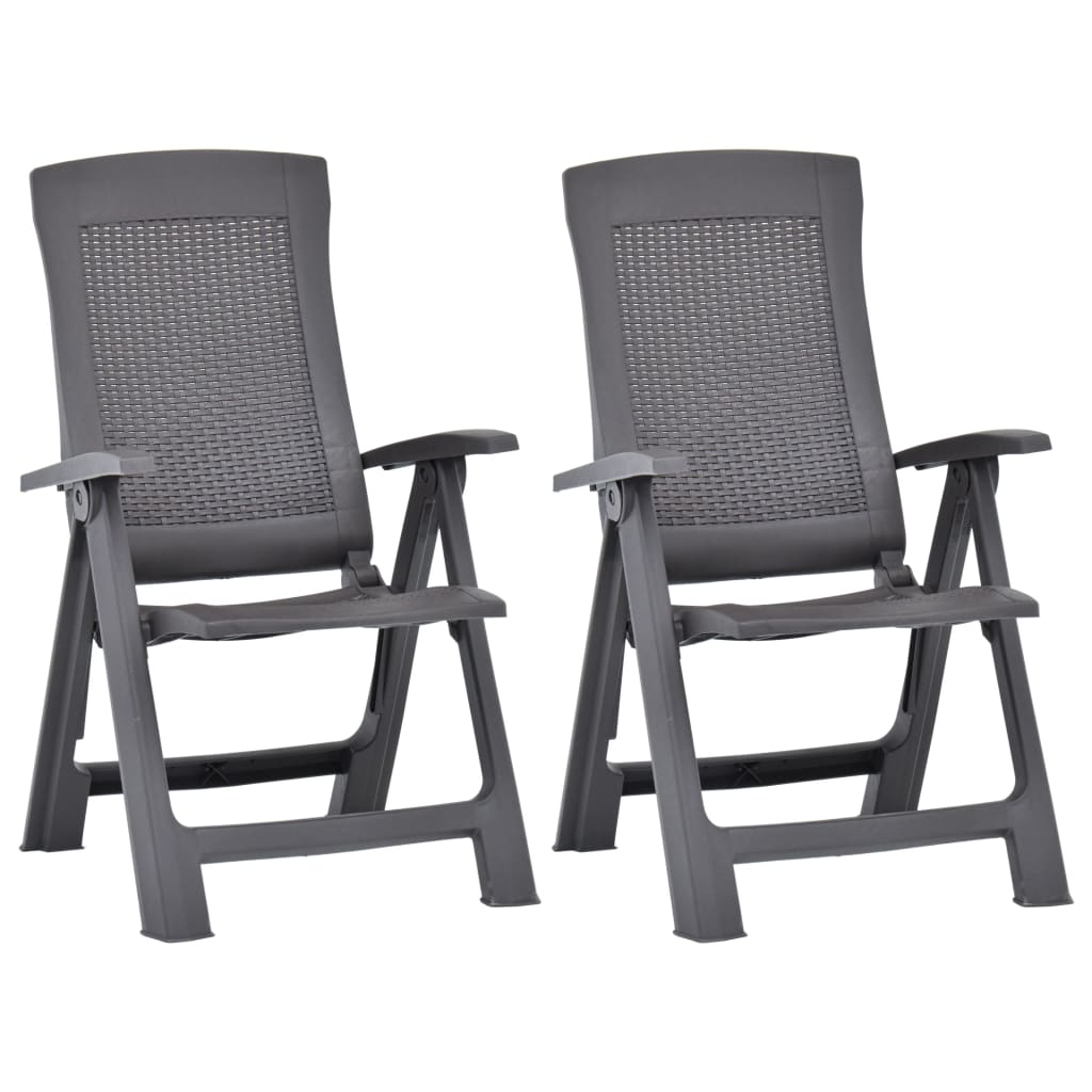 vidaXL Patio Reclining Chairs 2 pcs Plastic Mocca-12