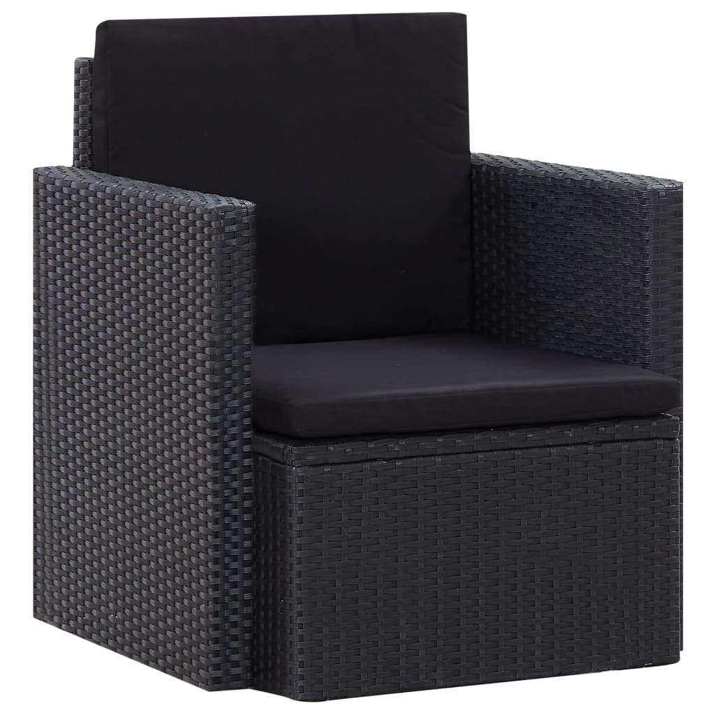 vidaXL Armchair Outdoor Patio Single Sofa Chair with Cushions Poly Rattan-0