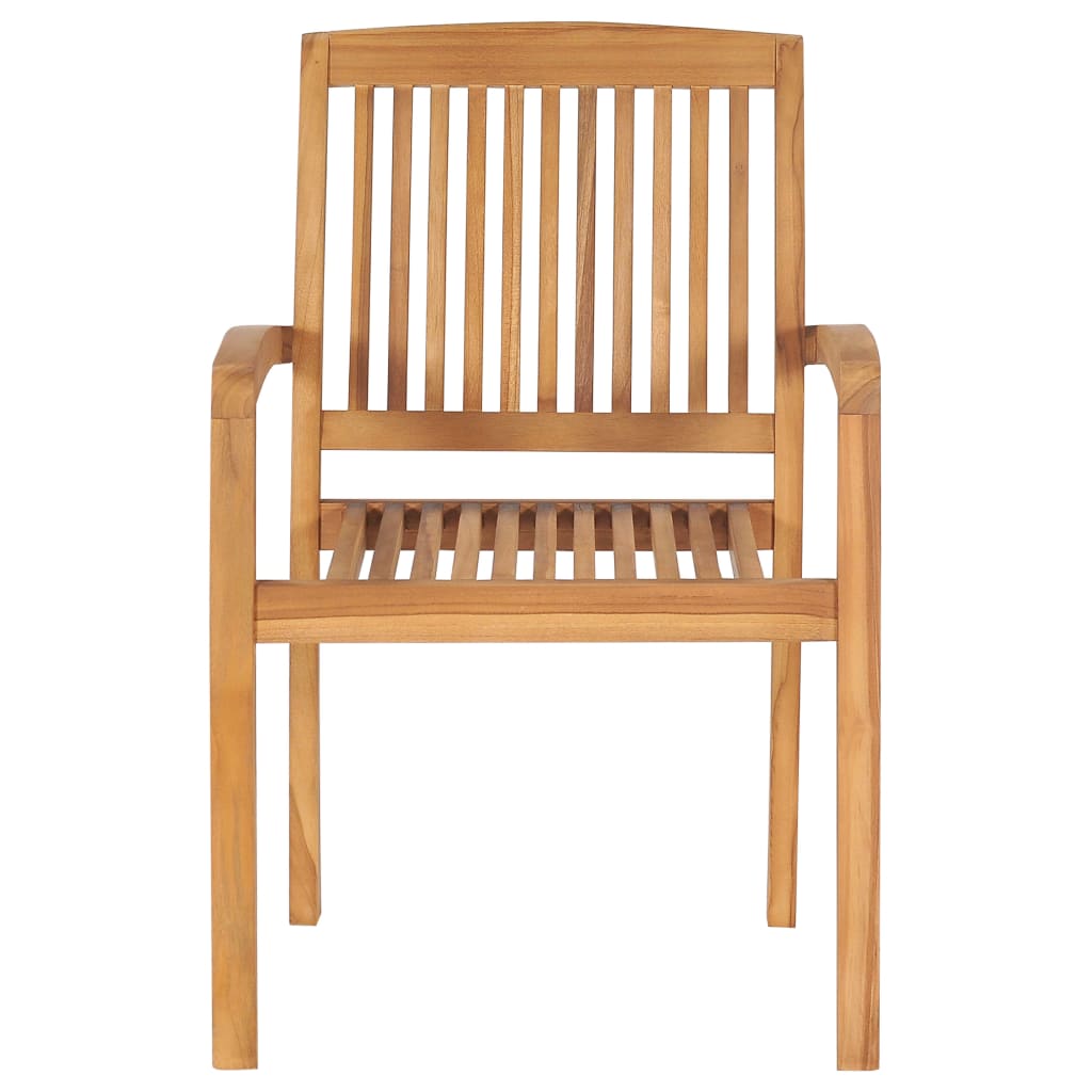 vidaXL 1/2x Solid Teak Wood Stacking Garden Dining Chair Patio Lounge Seating-0