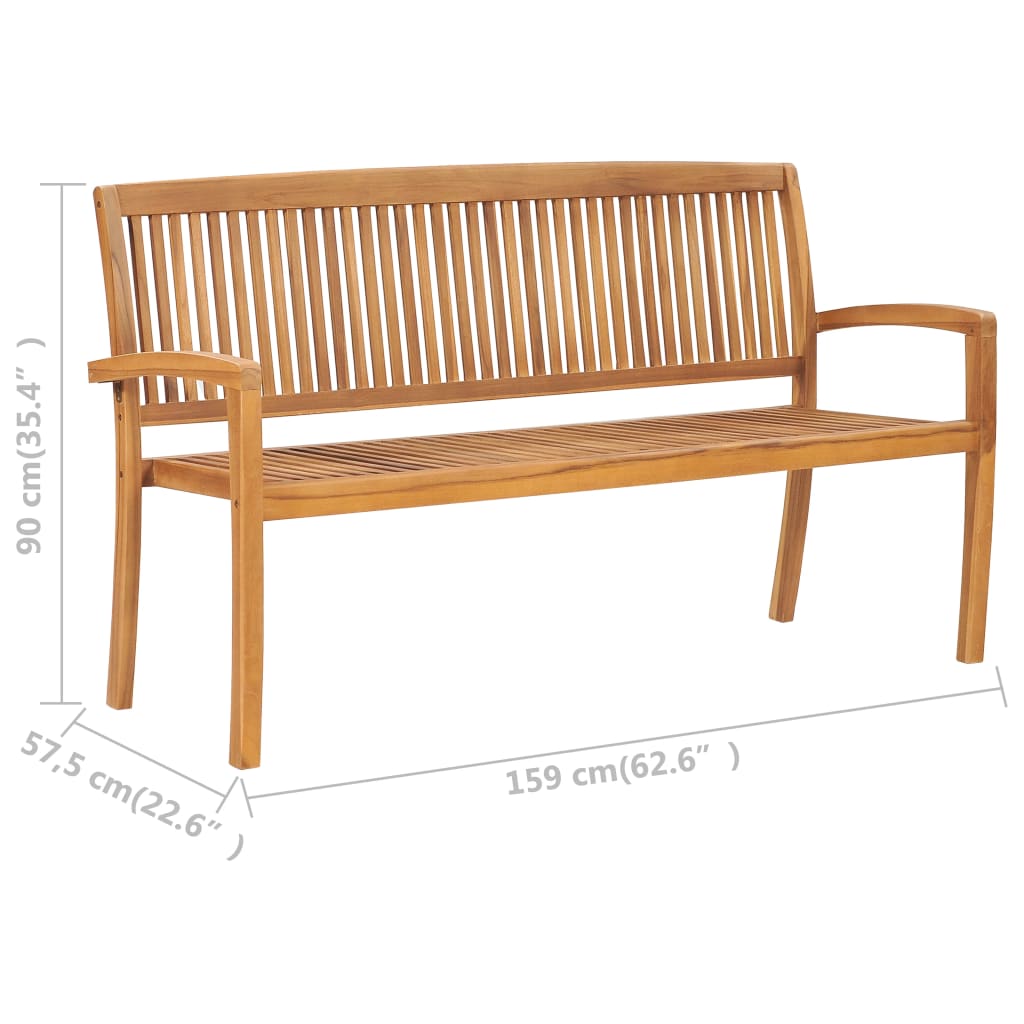 vidaXL Outdoor Patio Bench Garden Bench for Porch Balcony Solid Wood Teak-3