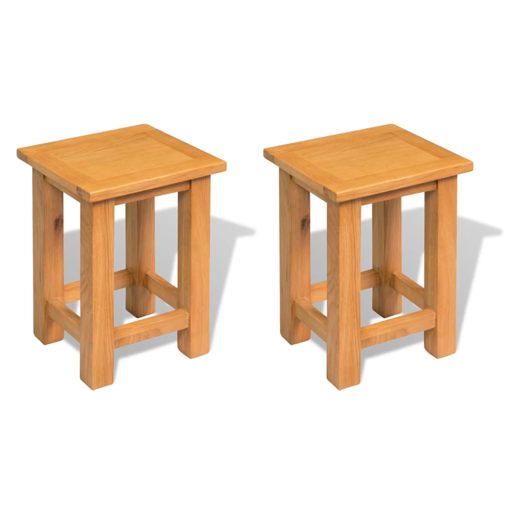 vidaXL End Tables 2 pcs 10.6"x9.5"x14.6" Solid Oak Wood-0