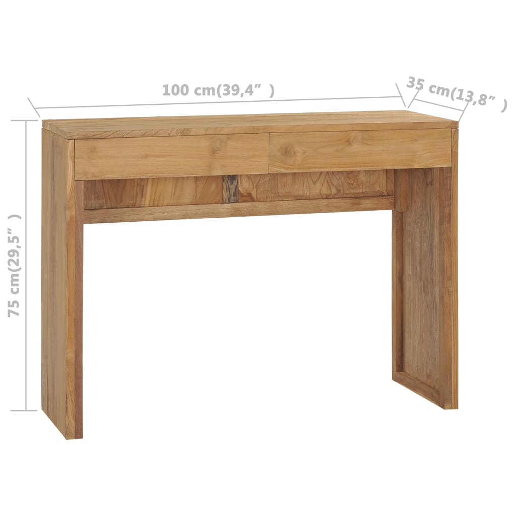 vidaXL Console Table 39.4"x13.8"x29.5" Solid Teak Wood-7