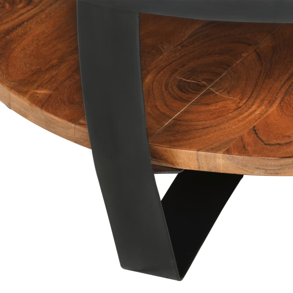 vidaXL Coffee Table 25.6"x25.6"x12.6" Solid Acacia Wood-5