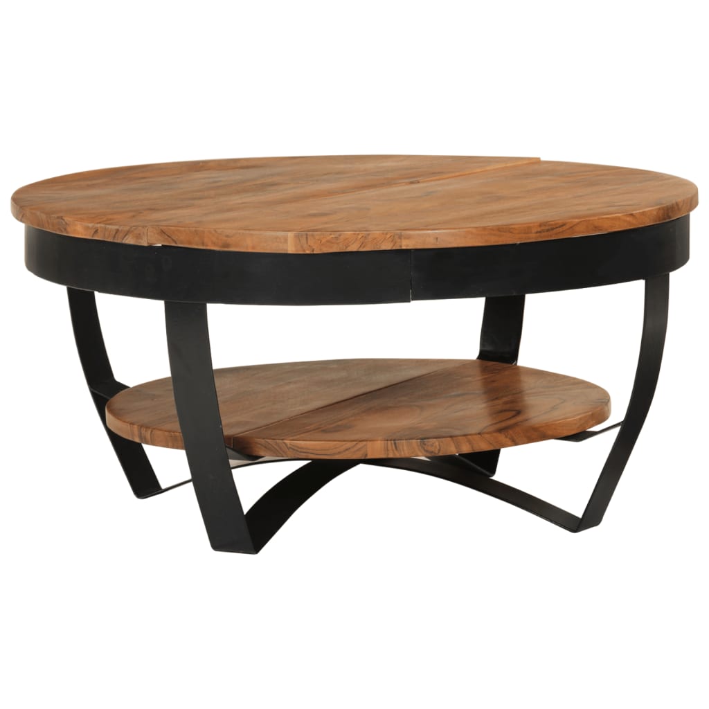 vidaXL Coffee Table 25.6"x25.6"x12.6" Solid Acacia Wood-7