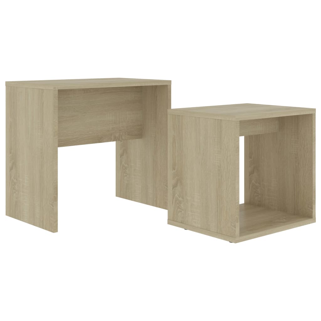 vidaXL Coffee Table Set 2 Piece Nesting End Table Sofa Table Engineered Wood-1
