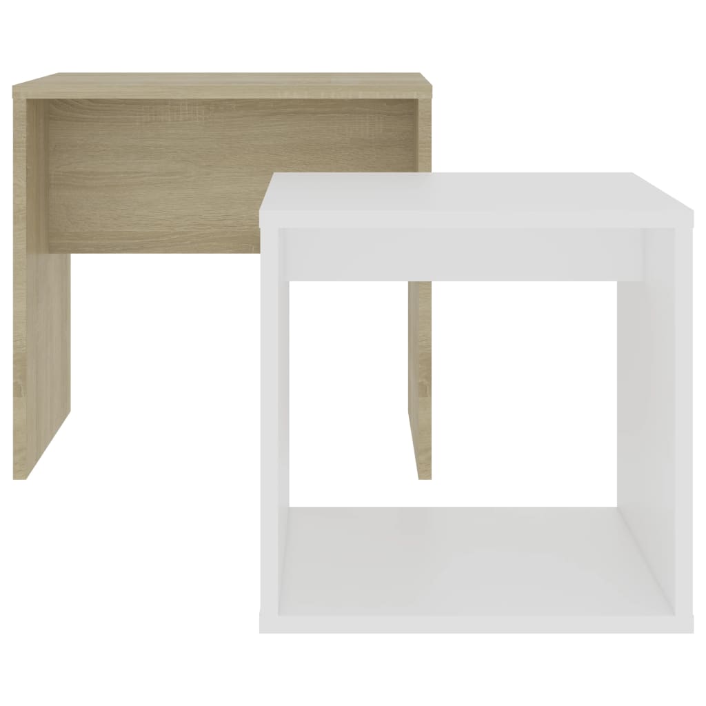 vidaXL Coffee Table Set 2 Piece Nesting End Table Sofa Table Engineered Wood-37