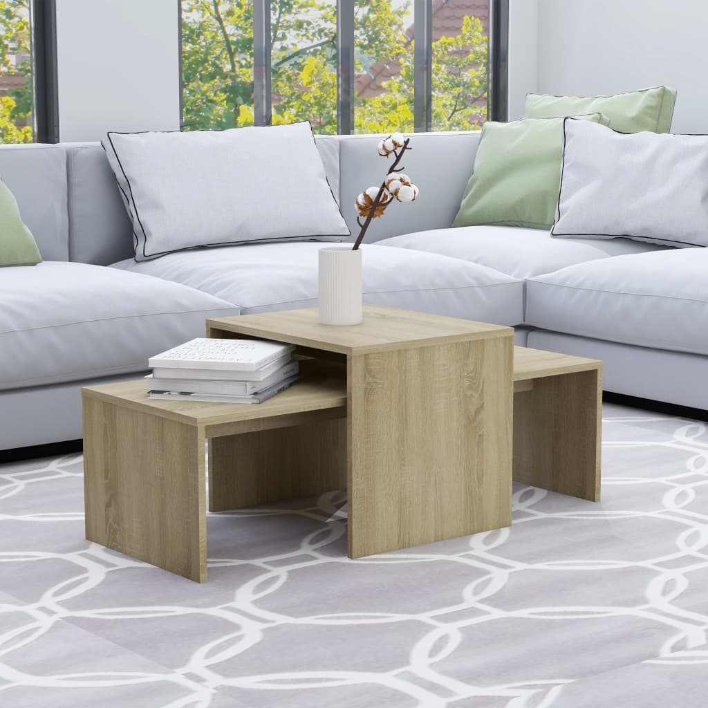 vidaXL Coffee Table Set Nesting Sofa End Table for Living Room Engineered Wood-6