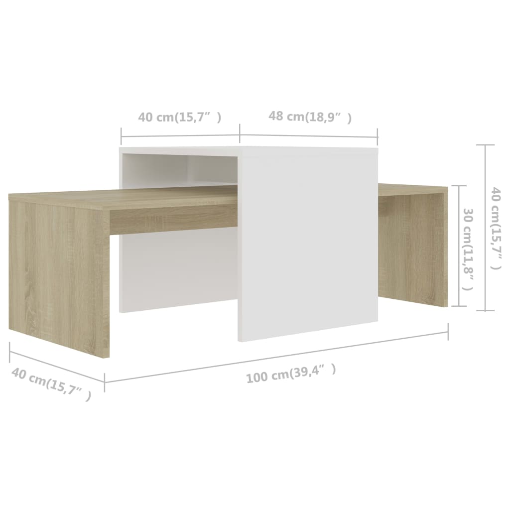 vidaXL Coffee Table Set Nesting Sofa End Table for Living Room Engineered Wood-50