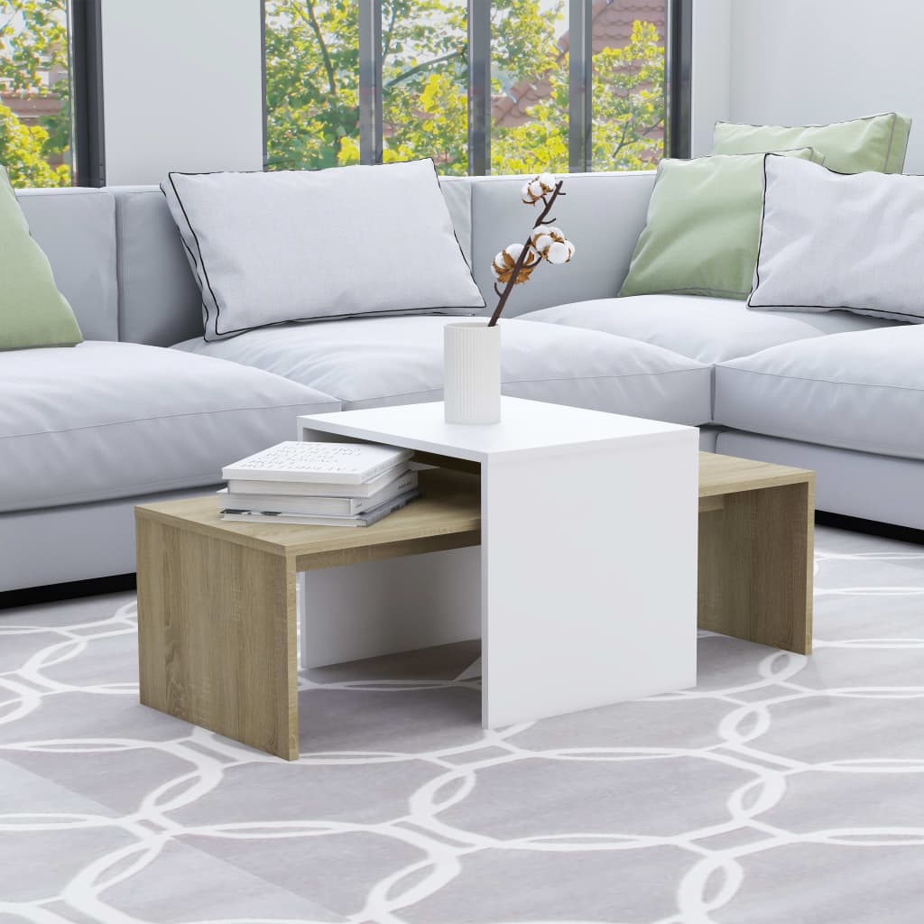 vidaXL Coffee Table Set Nesting Sofa End Table for Living Room Engineered Wood-30