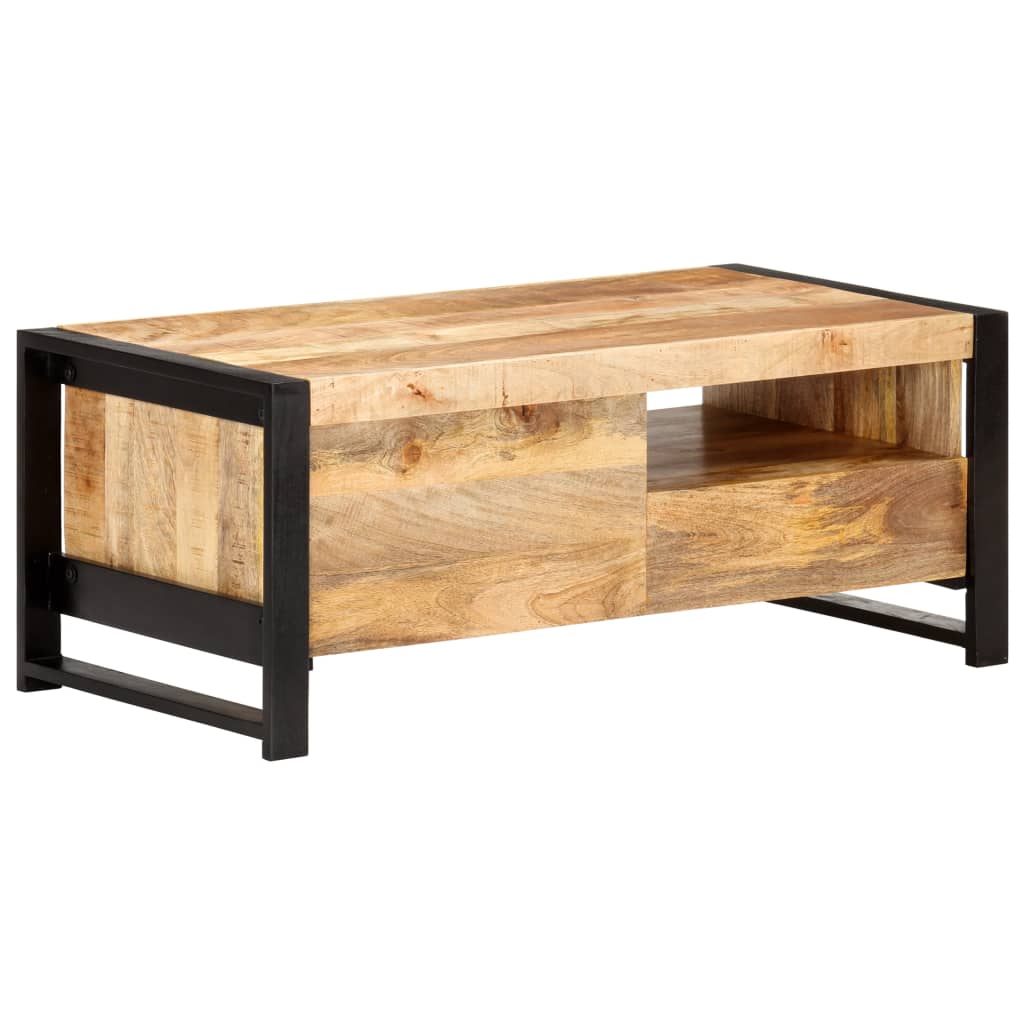 vidaXL Coffee Table 39.4"x19.7"x15.7" Rough Mango Wood-4