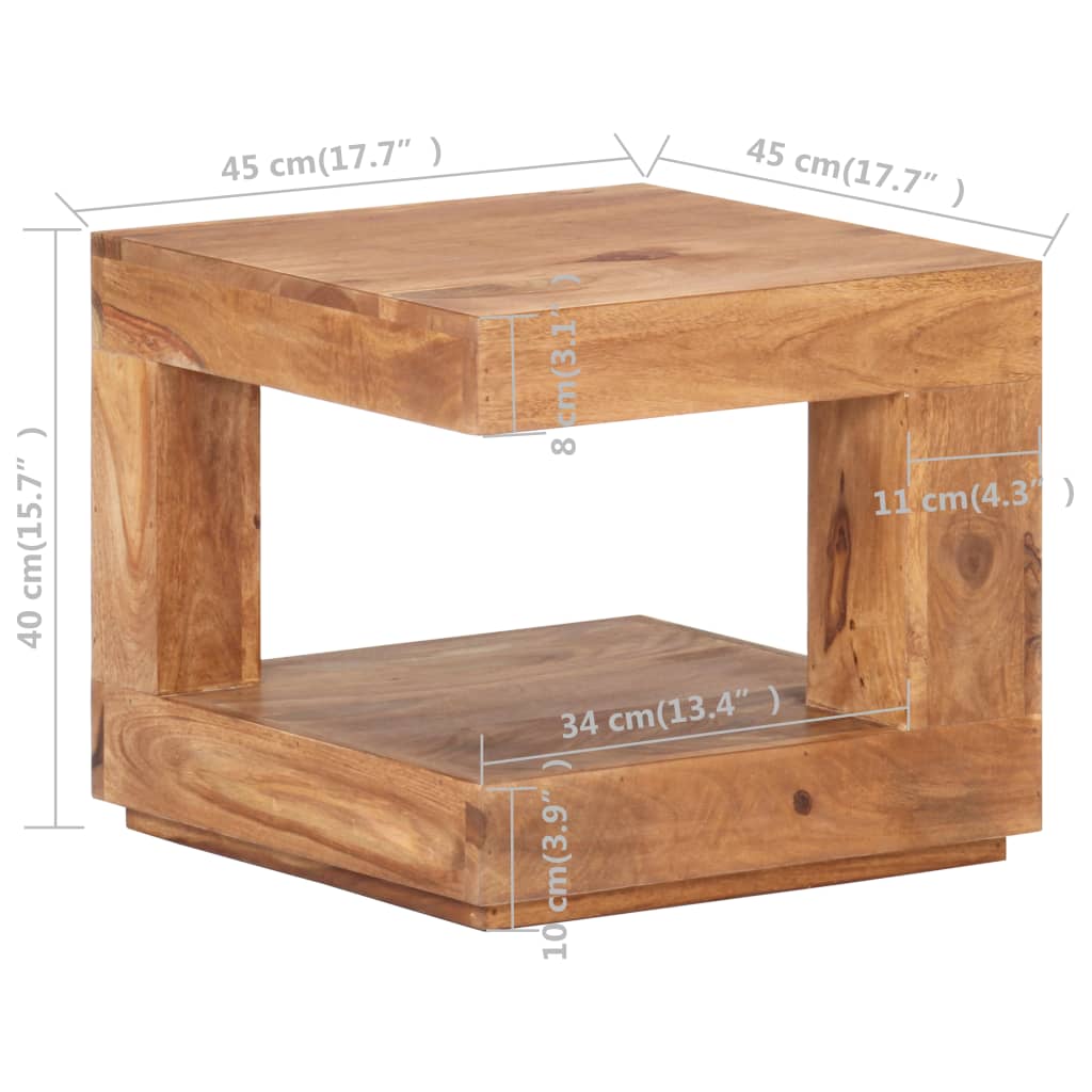 vidaXL Coffee Table 17.7"x17.7"x15.7" Solid Wood Acacia-6