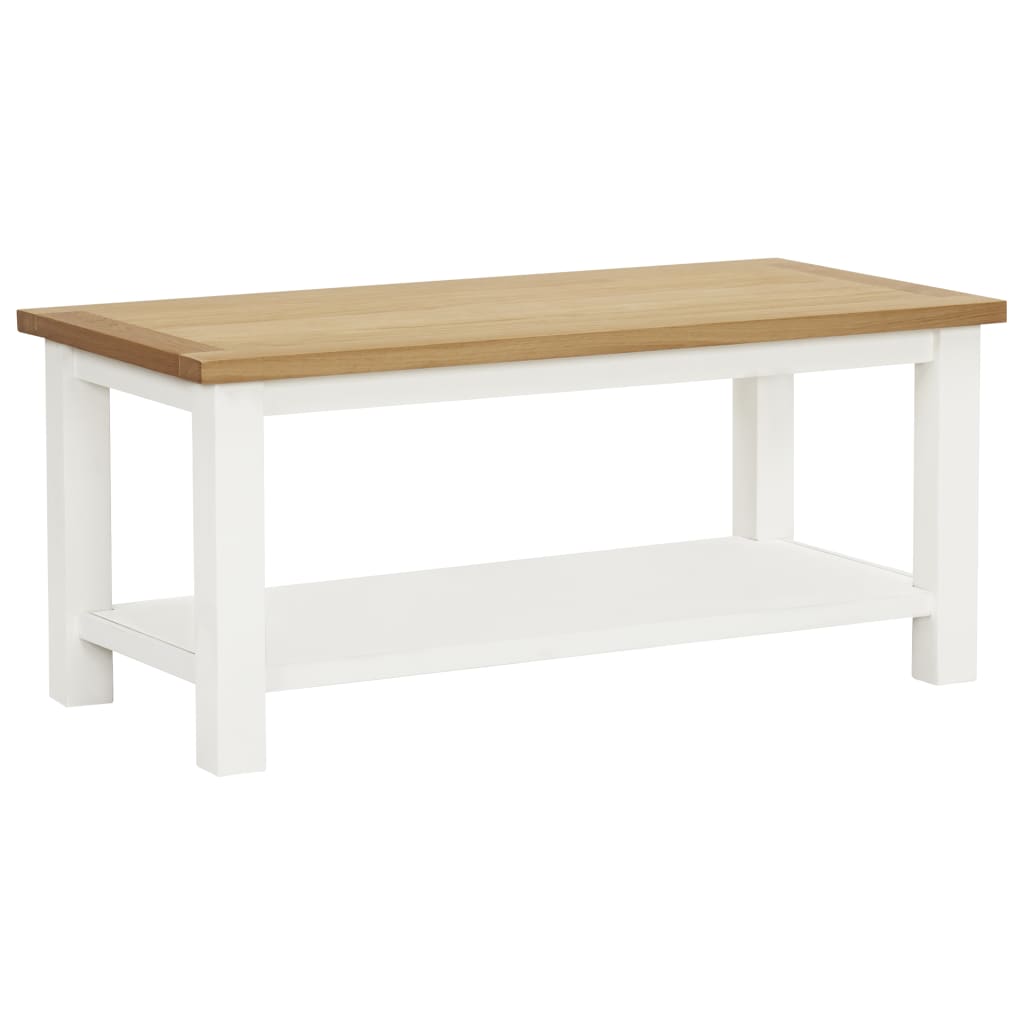 vidaXL Coffee Table End Table with Storage Shelf Sofa Table Solid Wood Oak-18