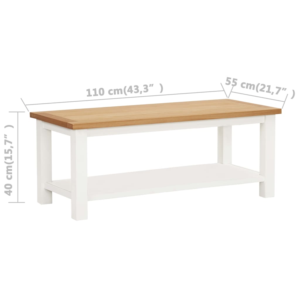 vidaXL Coffee Table End Table with Storage Shelf Sofa Table Solid Wood Oak-16