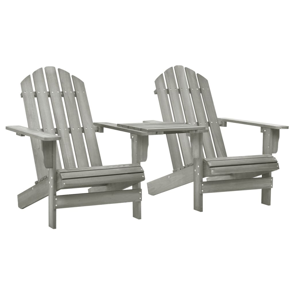 vidaXL Adirondack Chairs Patio Adirondack Chair with Tea Table Solid Wood Fir-22