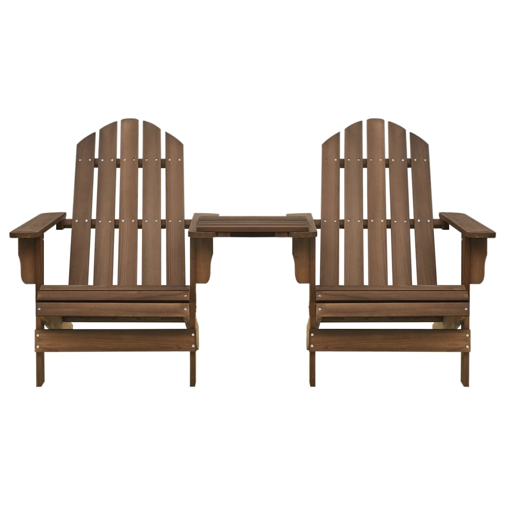 vidaXL Adirondack Chairs Patio Adirondack Chair with Tea Table Solid Wood Fir-9