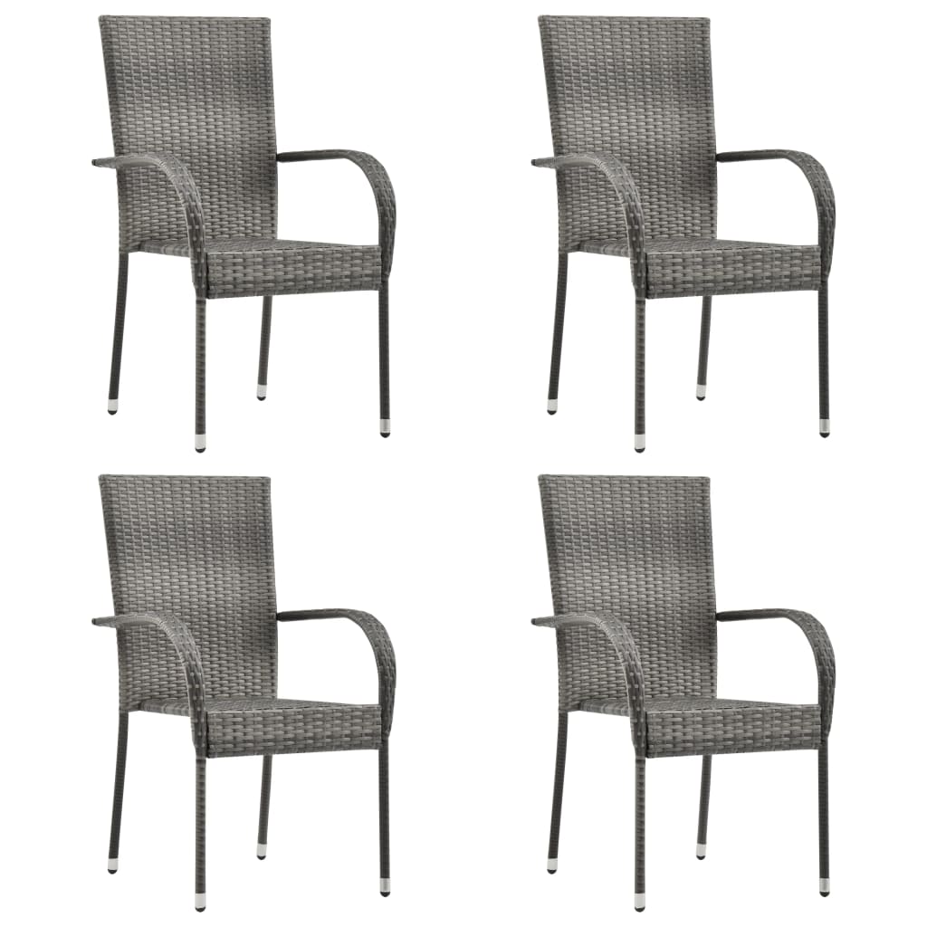 vidaXL Stackable Patio Chairs Outdoor Wicker Patio Dining Chair Poly Rattan-31