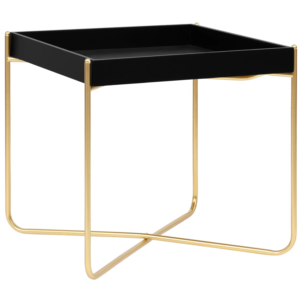 vidaXL Side Table Black and Gold 15"x15"x15.2" MDF-0