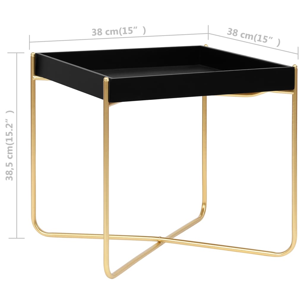 vidaXL Side Table Black and Gold 15"x15"x15.2" MDF-6