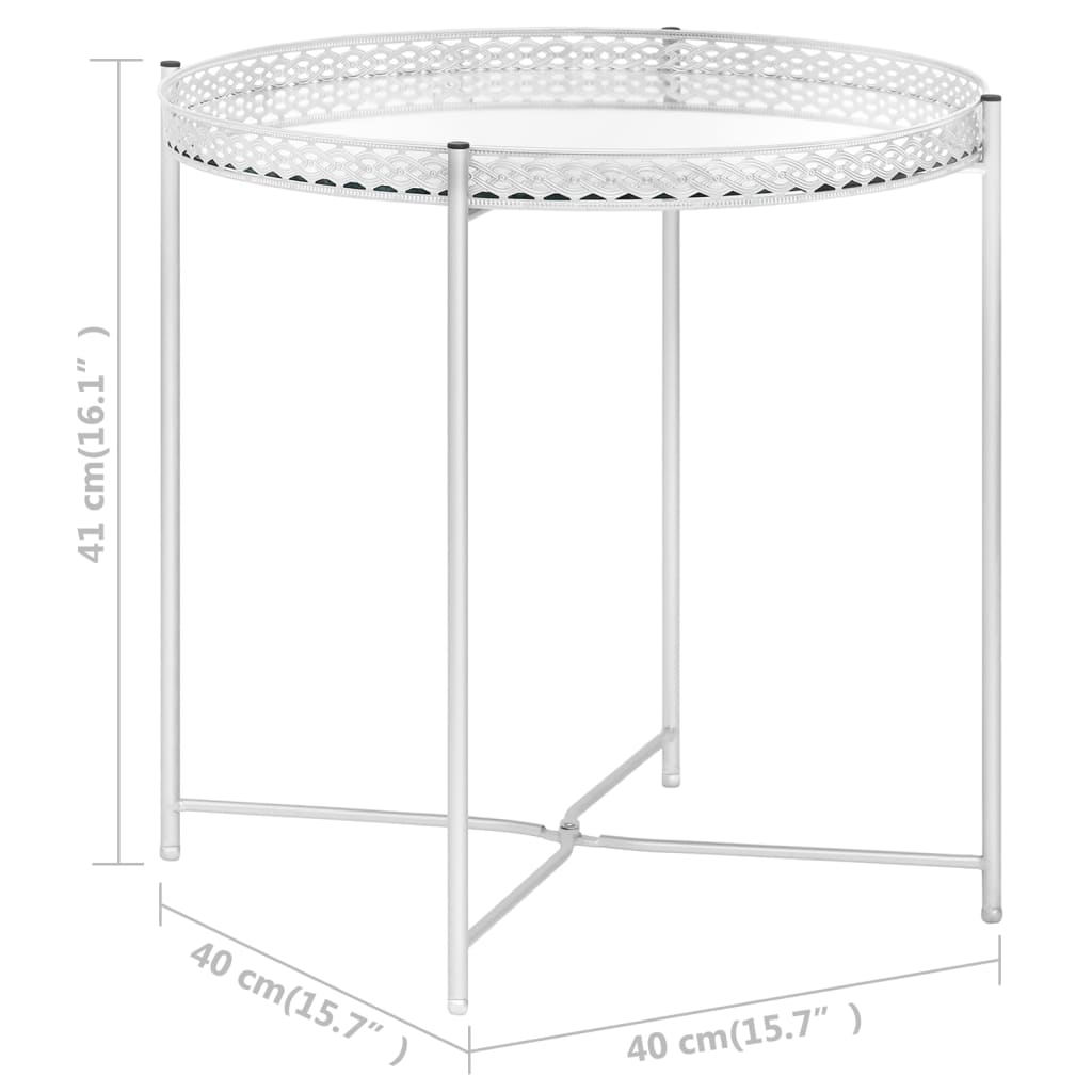vidaXL Side Table Silver 15.7"x15.7"x16.1" Glass-4
