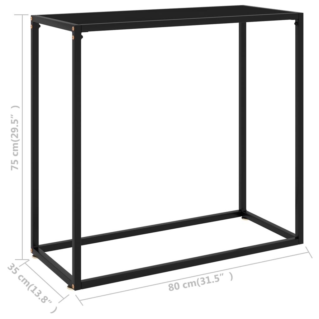 vidaXL Console Table Black 31.5"x13.8"x29.5" Tempered Glass-4