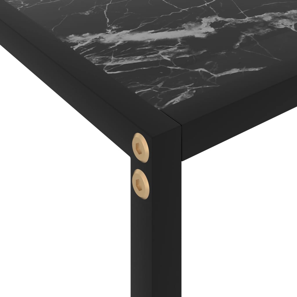 vidaXL Console Table Black 23.6"x13.8"x29.5" Tempered Glass-3