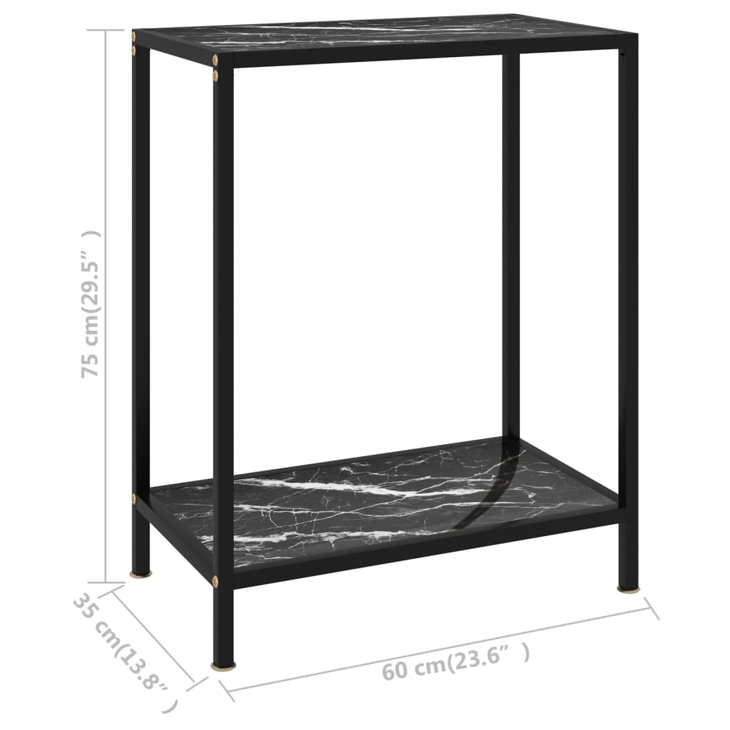 vidaXL Console Table Black 23.6"x13.8"x29.5" Tempered Glass-4