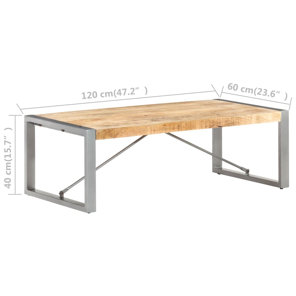 vidaXL Coffee Table 47.2"x23.6"x15.7" Rough Mango Wood-4