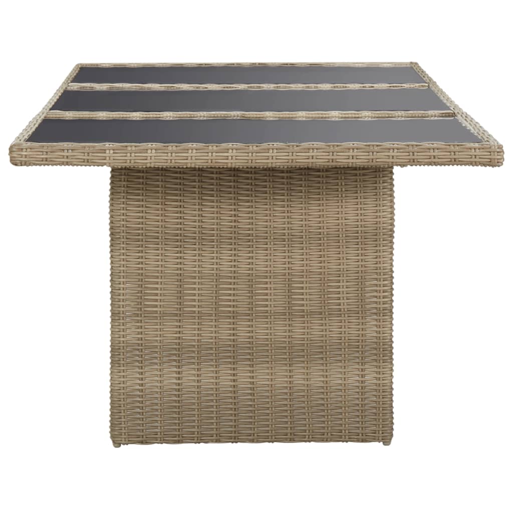 vidaXL Outdoor Dining Table Garden Porch Patio Table with Glass Top PE Rattan-6