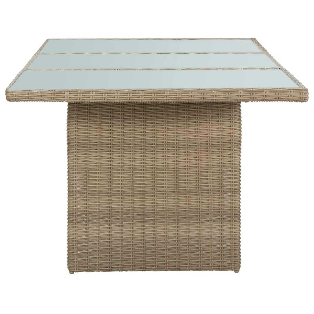 vidaXL Outdoor Dining Table Garden Porch Patio Table with Glass Top PE Rattan-15