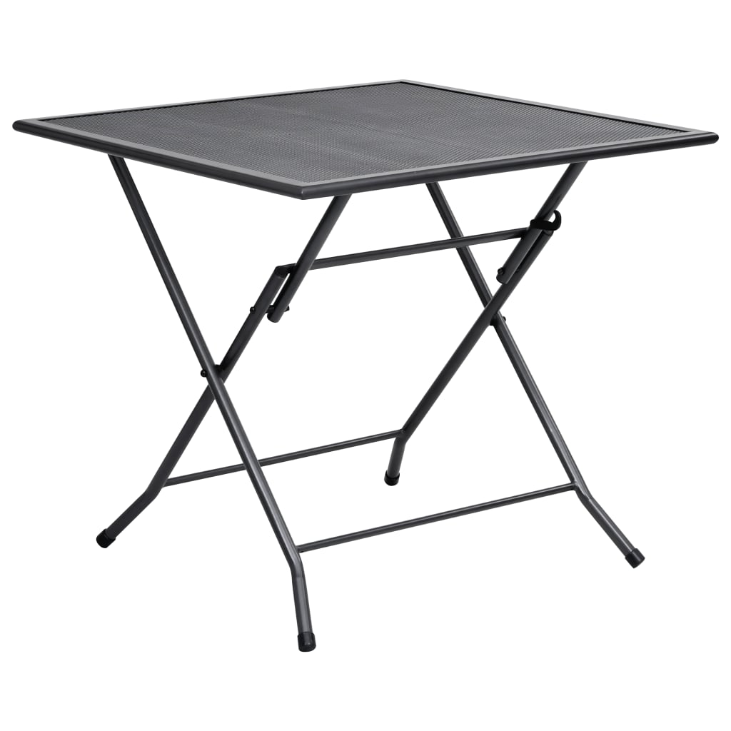 vidaXL Outdoor Dining Table Garden Patio Folding Table with Mesh Design Steel-1