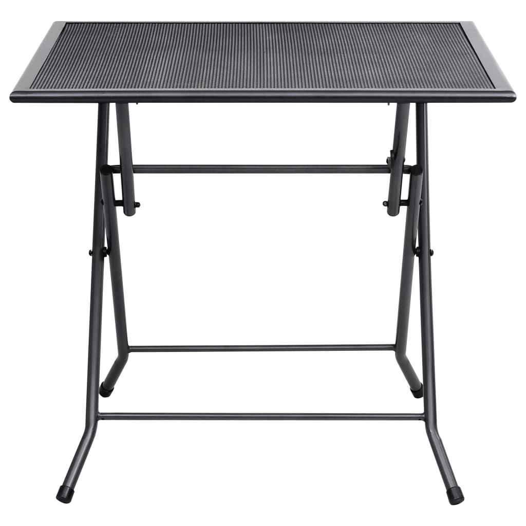 vidaXL Outdoor Dining Table Garden Patio Folding Table with Mesh Design Steel-3