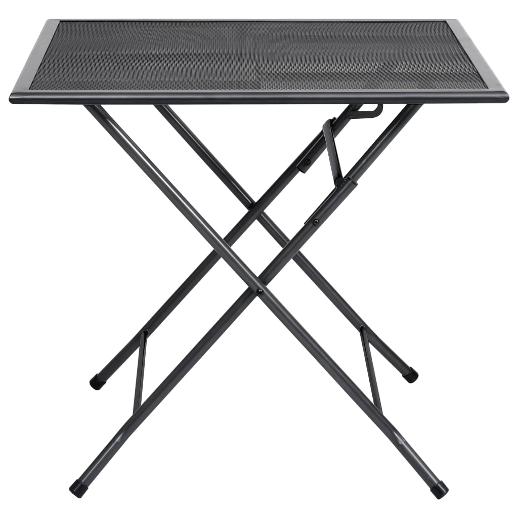 vidaXL Outdoor Dining Table Garden Patio Folding Table with Mesh Design Steel-5