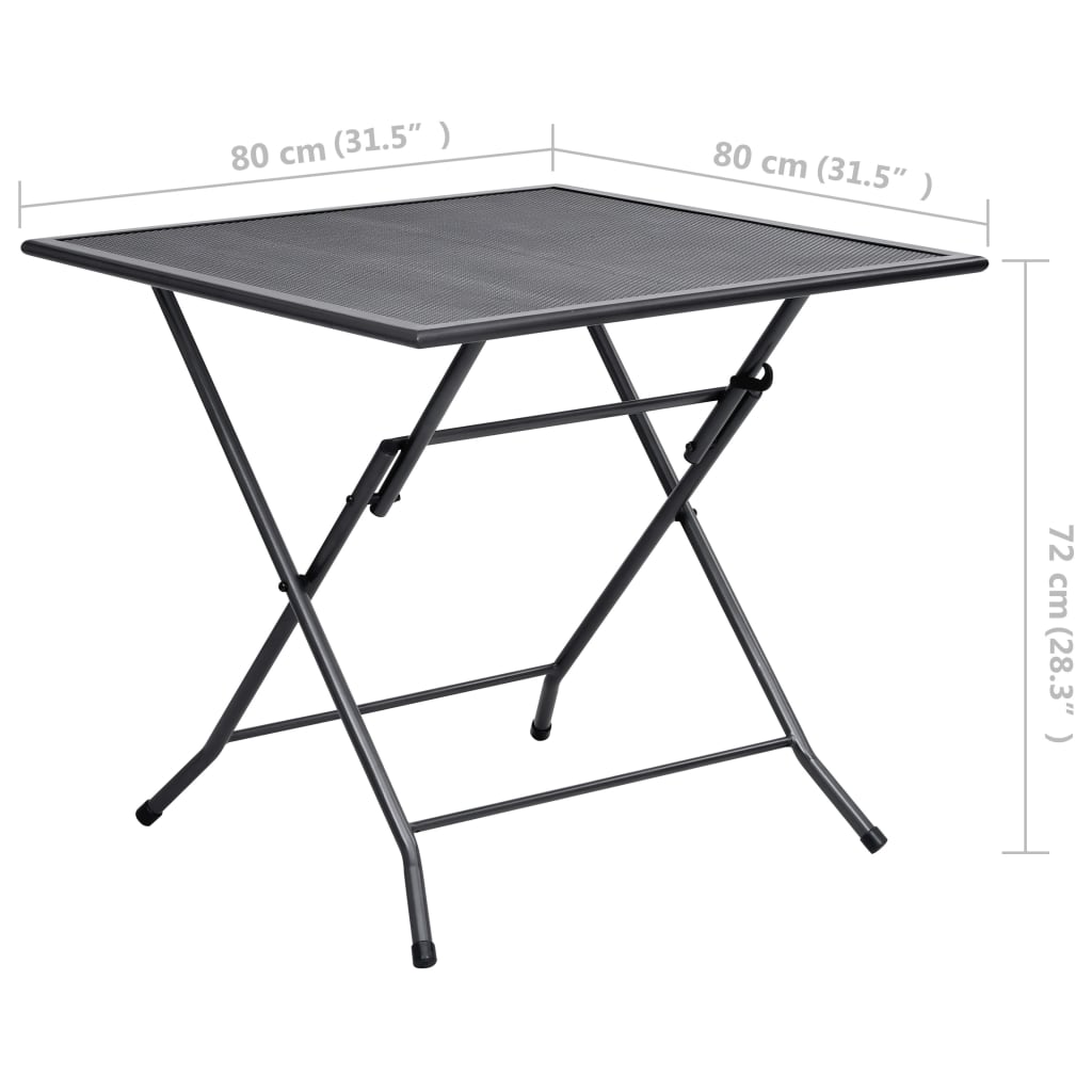 vidaXL Outdoor Dining Table Garden Patio Folding Table with Mesh Design Steel-8