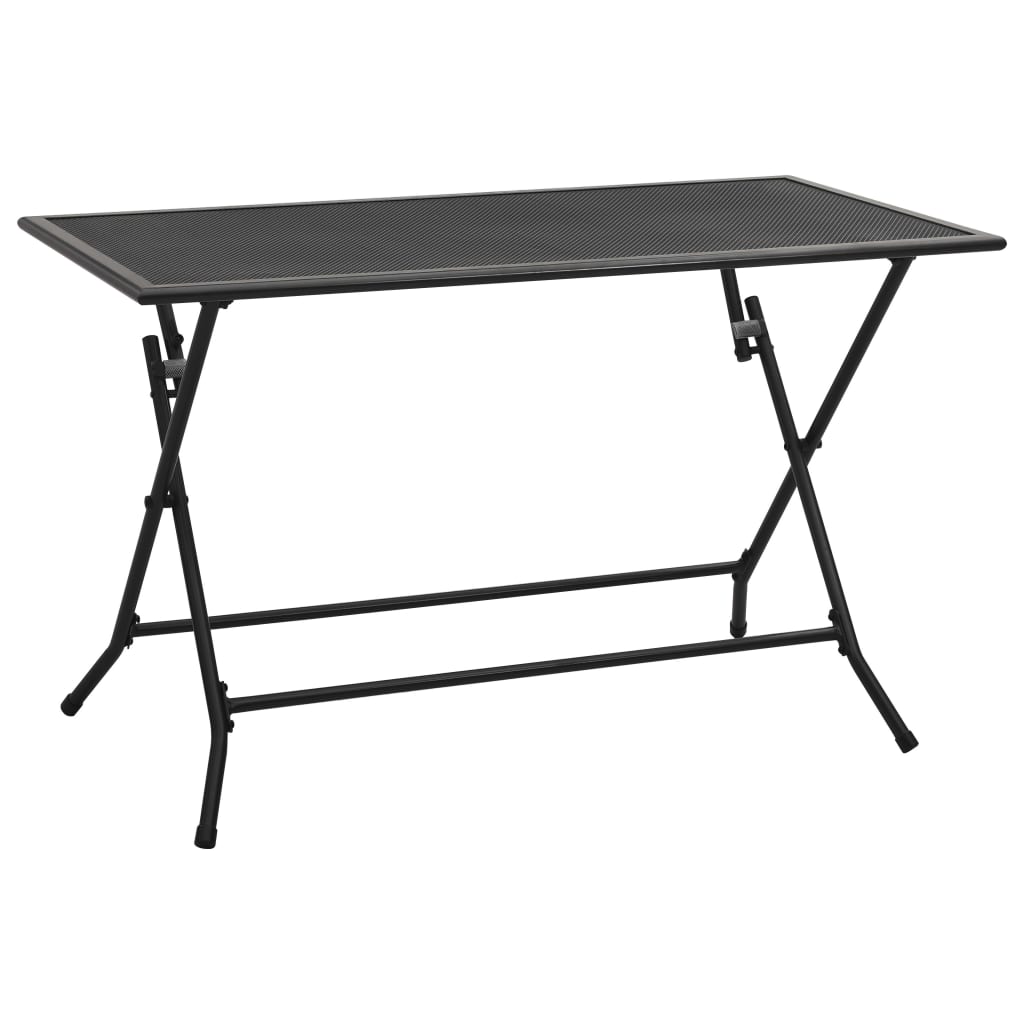 vidaXL Outdoor Dining Table Garden Patio Folding Table with Mesh Design Steel-12