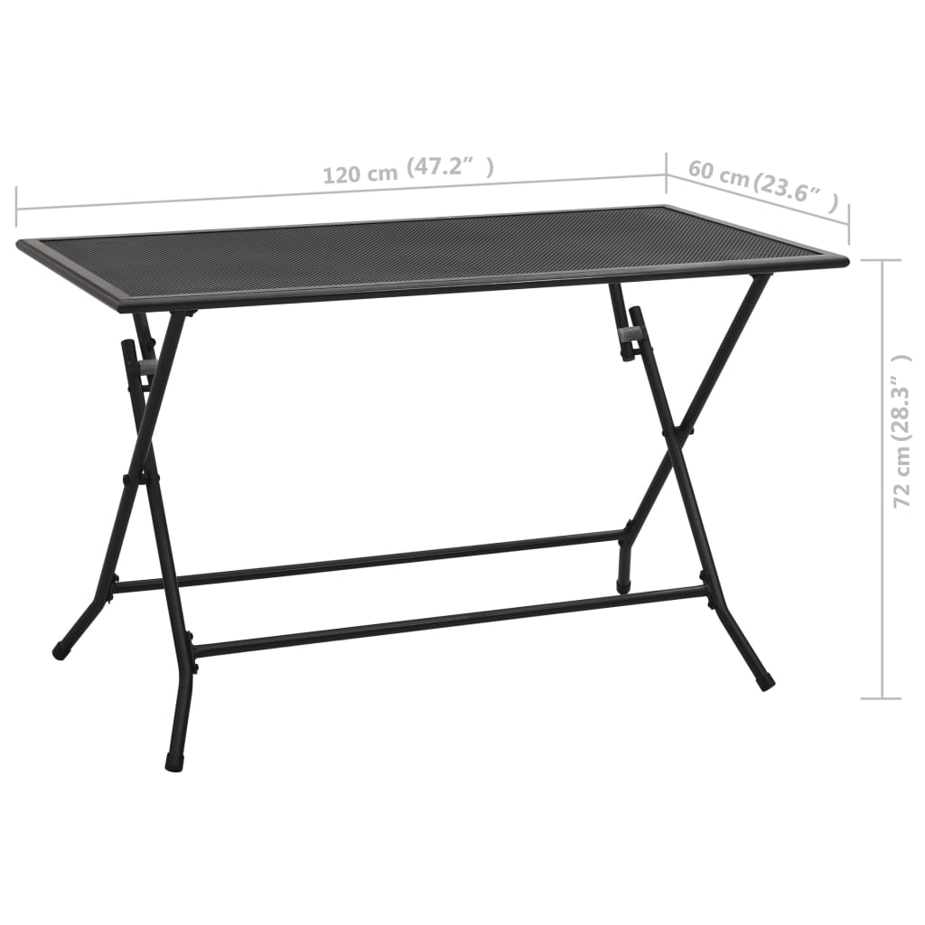 vidaXL Outdoor Dining Table Garden Patio Folding Table with Mesh Design Steel-6