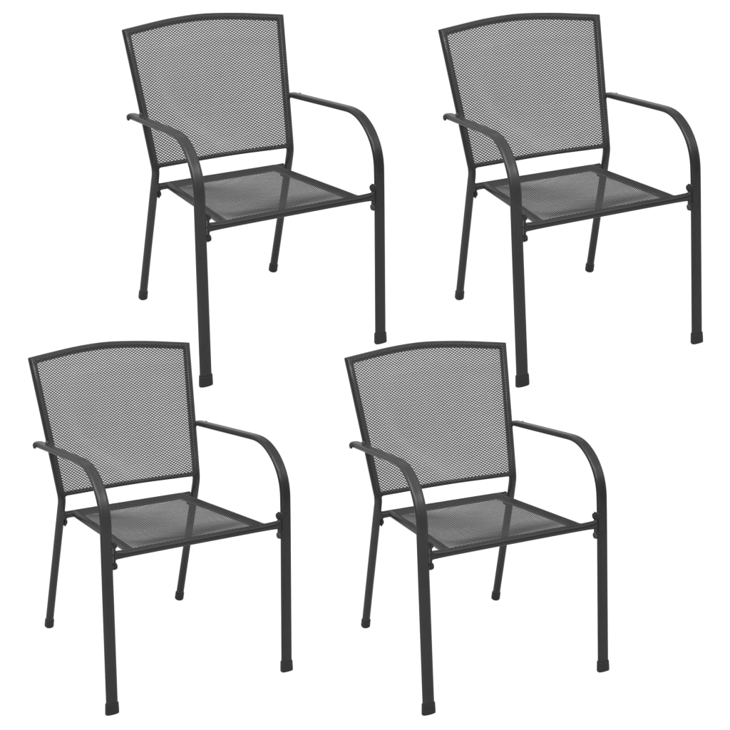 vidaXL Patio Chairs 4 pcs Mesh Design Anthracite Steel-0