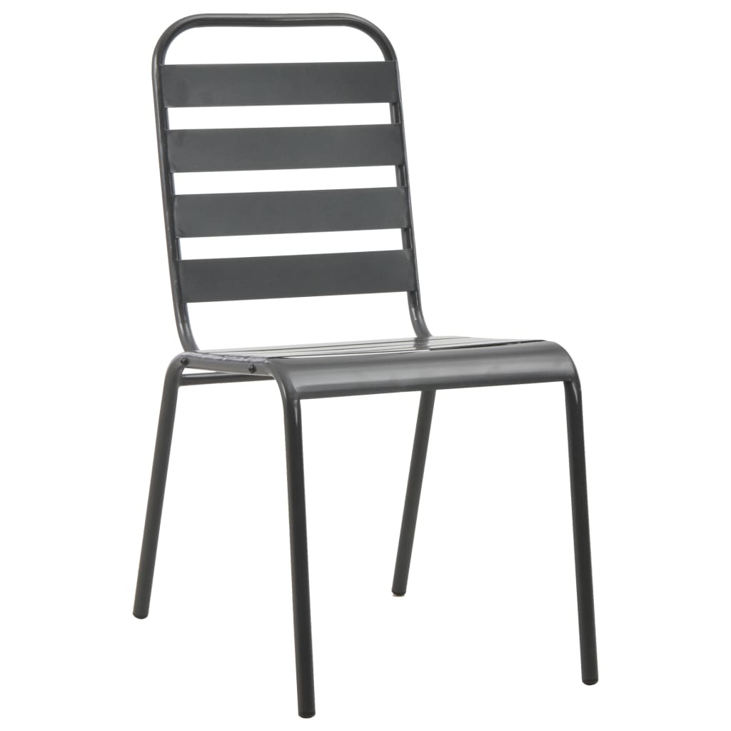 vidaXL Patio Chairs 4 pcs Slatted Design Steel Dark Gray-1