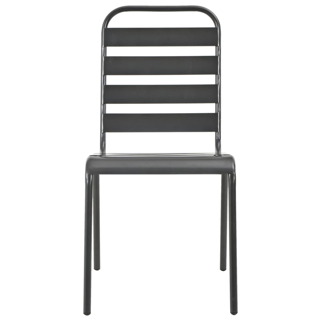 vidaXL Patio Chairs 4 pcs Slatted Design Steel Dark Gray-2