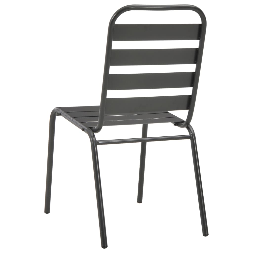 vidaXL Patio Chairs 4 pcs Slatted Design Steel Dark Gray-4