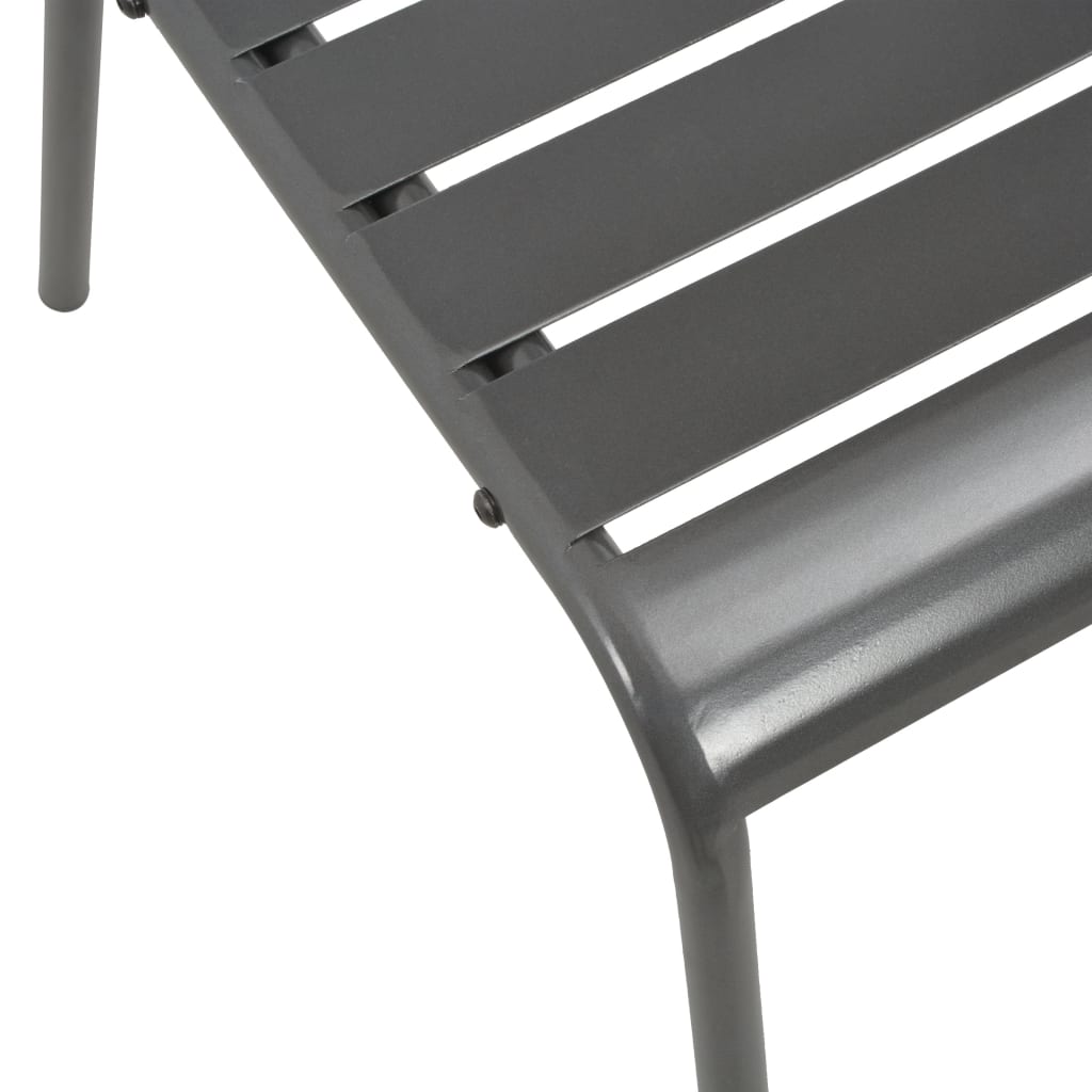vidaXL Patio Chairs 4 pcs Slatted Design Steel Dark Gray-5