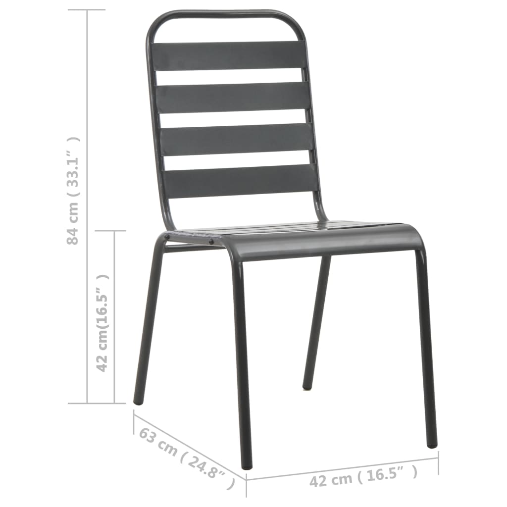 vidaXL Patio Chairs 4 pcs Slatted Design Steel Dark Gray-6
