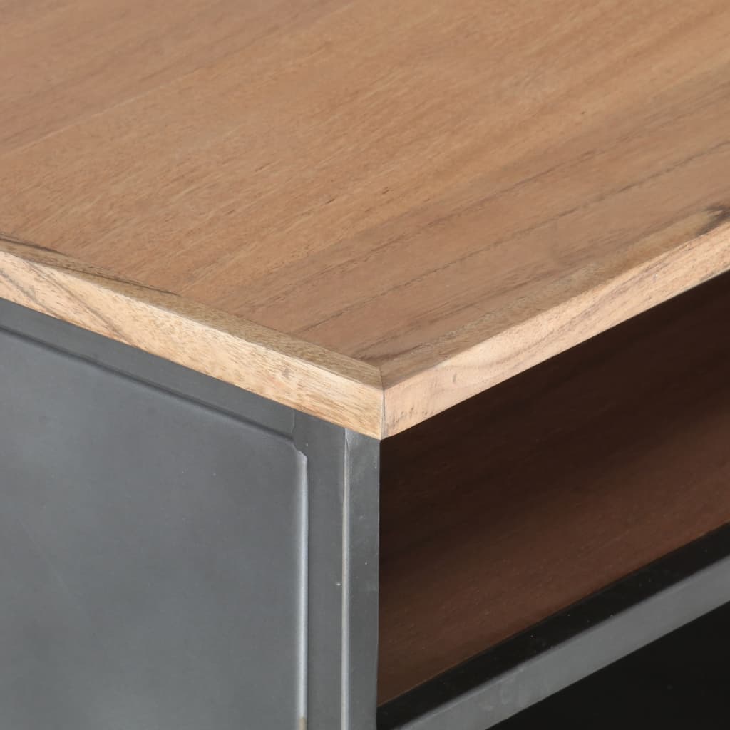 vidaXL Coffee Table Gray 35.4"x19.7"x13.8" Solid Acacia Wood-1