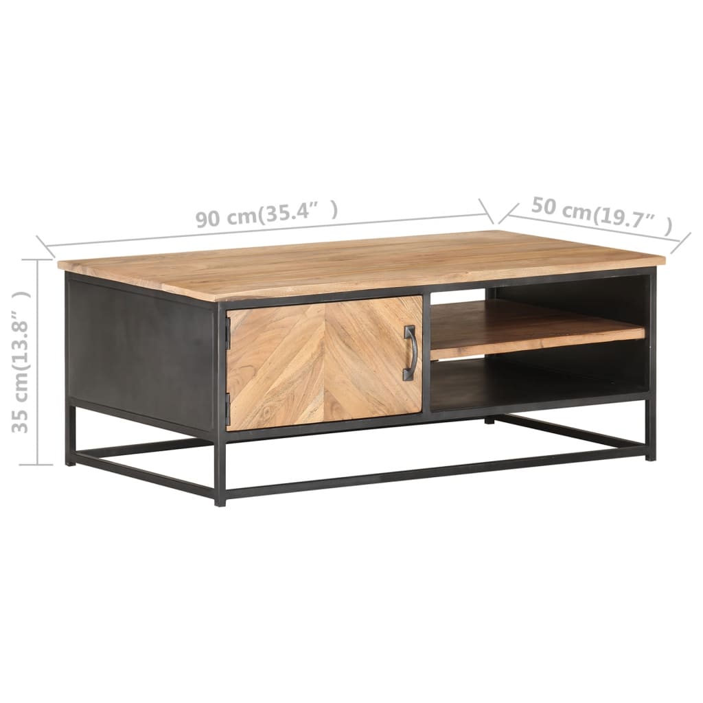 vidaXL Coffee Table 35.4"x19.7"x13.8" Solid Acacia Wood-5