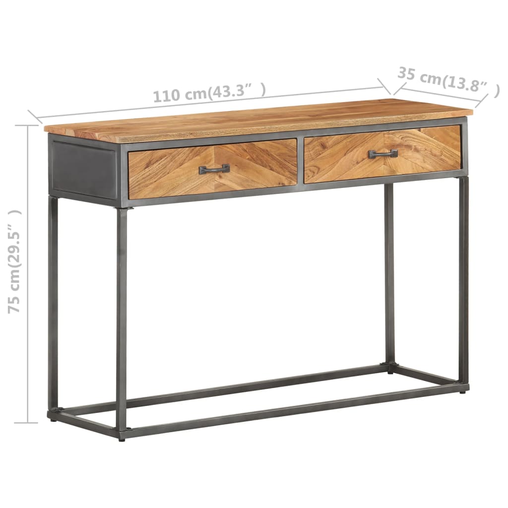 vidaXL Console Table 43.3"x13.8"x29.5" Solid Acacia Wood-5
