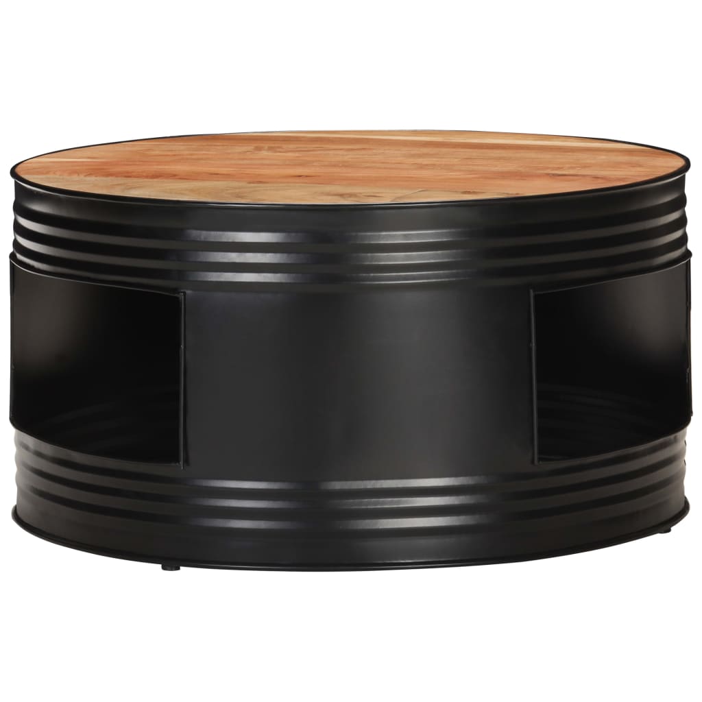 vidaXL Coffee Table Black 26.8"x26.8"x14.2" Solid Rough Mango Wood-39